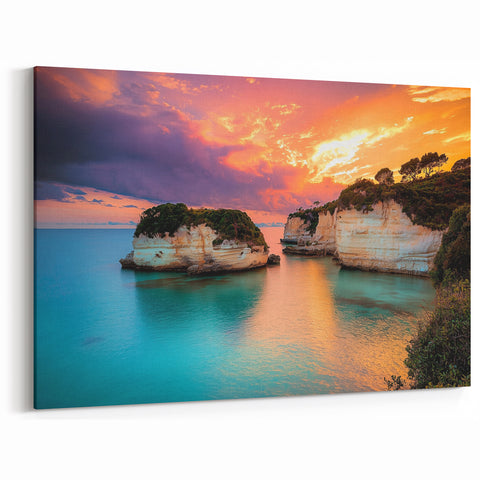 Sunset Coastal Cliffs Wall Art - Vibrant Ocean Landscape Canvas Print