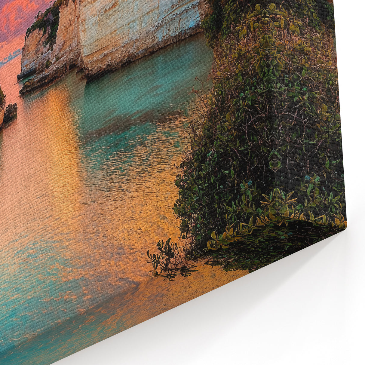 Sunset Coastal Cliffs Wall Art - Vibrant Ocean Landscape Canvas Print