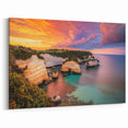 Golden Sunset Cliffs Wall Art - Coastal Ocean Landscape Canvas Print