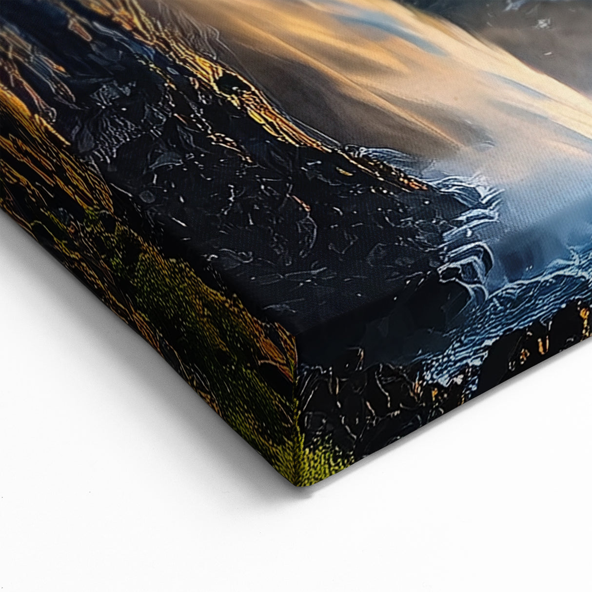 Waterfall Sunset Cliffs Wall Art - Scenic Ocean Landscape Canvas Print