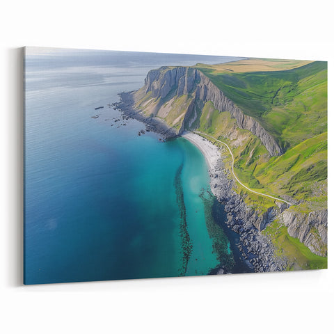 Scenic Cliffs Artwork - Aerial Coastal View with Verdant Hills