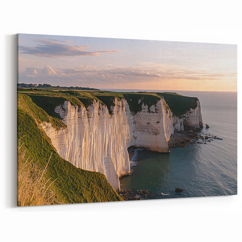 Cliffs Canvas Art - Sunset Over Dramatic White Cliffs