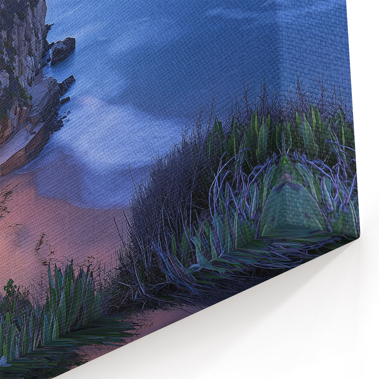 Scenic Cliffs Artwork - Coastal Village at Twilight