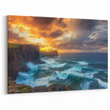 Cliffs Wall Art - Fiery Sunset Over Majestic Ocean Cliffs