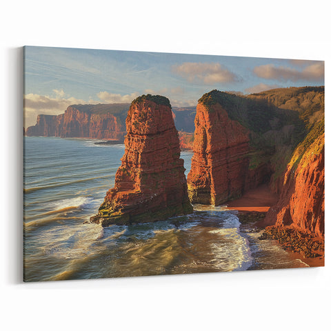 Scenic Cliffs Artwork - Red Rock Formations by the Ocean