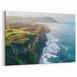 Cliffs Canvas Art - Lush Green Coastal Cliffs and Rolling Waves