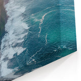Cliffs Canvas Art - Lush Green Coastal Cliffs and Rolling Waves