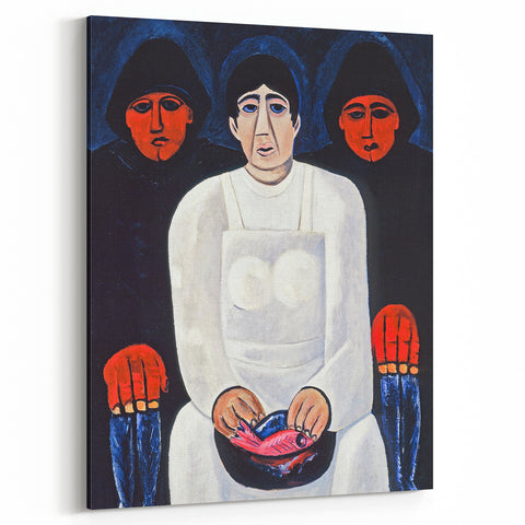 Modern Wall Art: Bold Contemporary Portrait with Red and Blue Tones