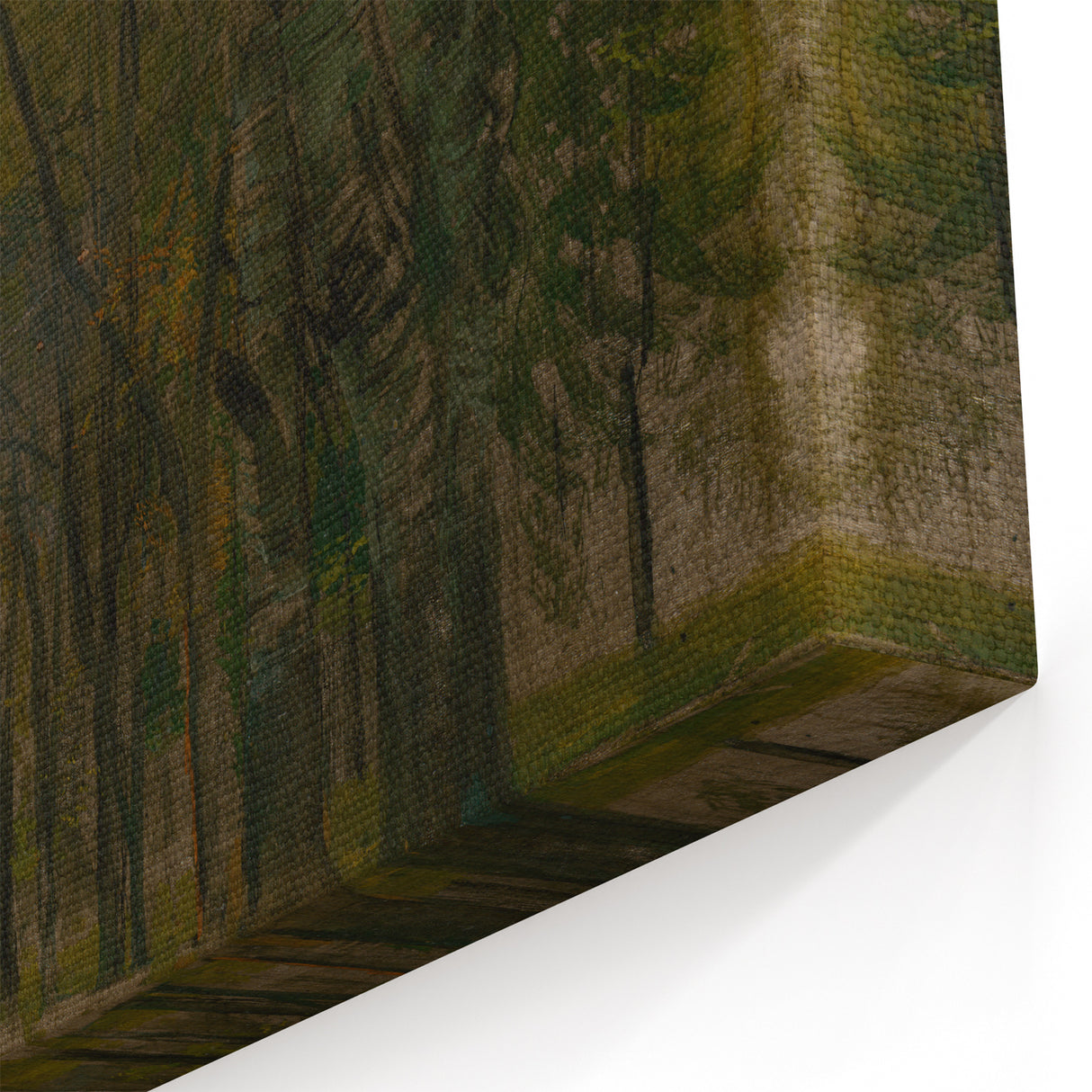 Modern Wall Art: Serene Forest Pathway in Muted Green Tones