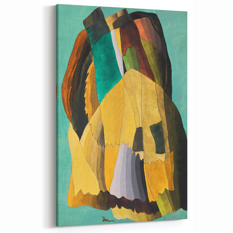 Abstract Modern Art: Vibrant Earthy Composition with Teal and Yellow