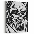 Expressionist Modern Art: Bold Black and White Portrait by Otto Lange