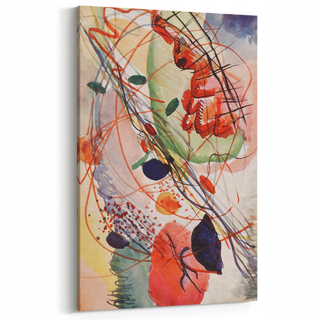 Modern Abstract Art: Vibrant Shapes in Red, Blue, and Yellow Tones
