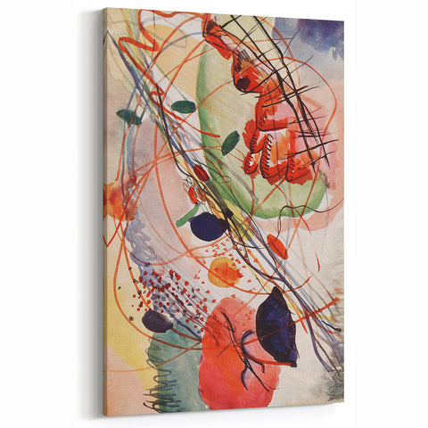 Modern Abstract Art: Vibrant Shapes in Red, Blue, and Yellow Tones