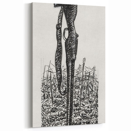 Expressionist Art - Rifle with Helmet in a Field by Leo Gestel