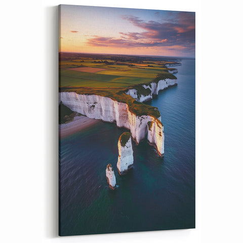 Cliffs Framed Print - White Cliffs at Sunset Coastal Wall Decor