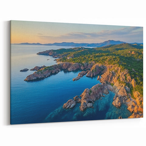 Scenic Cliffs Artwork - Coastal Rocky Landscape and Azure Waters Decor