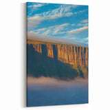 Cliffs Canvas Art - Majestic Plateau in Misty Horizon Wall Decor