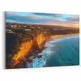 Cliffs Canvas Art - Sunset Coastal Cliffs and Serene Ocean Decor