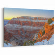 Cliffs Canvas Art - Snow-Covered Canyon and Sunset Horizon Decor