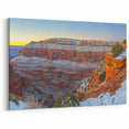 Cliffs Canvas Art - Snow-Covered Canyon and Sunset Horizon Decor