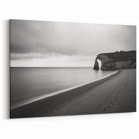 Cliffs Canvas Art - Black and White Coastal Landscape Wall Art