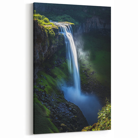 Scenic Cliffs Artwork - Vibrant Waterfall and Lush Landscape Wall Art