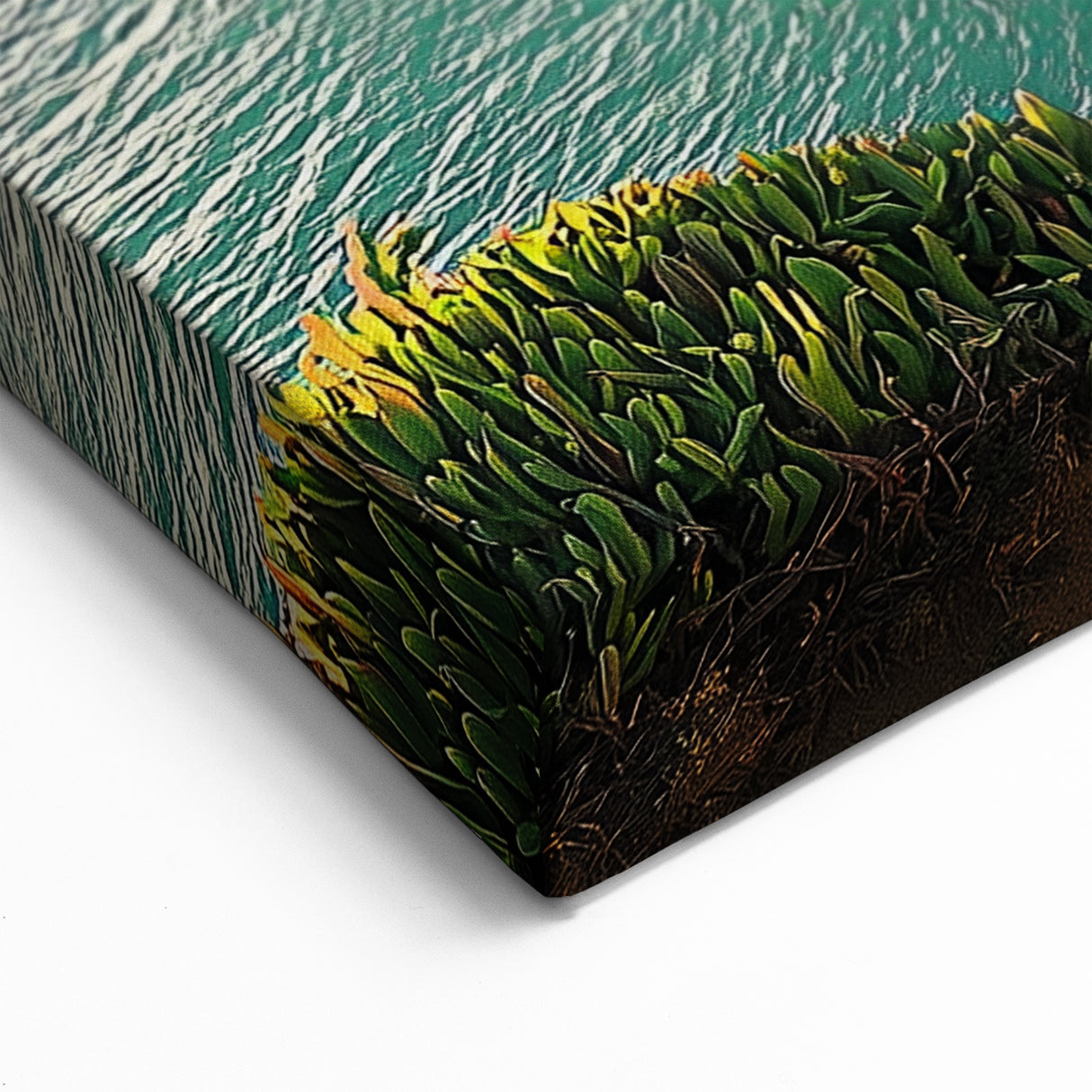 Landscape Art Cliffs - Sunlit Coastal Cliffs and Ocean View Wall Art