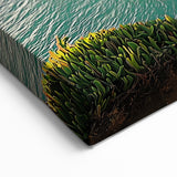 Landscape Art Cliffs - Sunlit Coastal Cliffs and Ocean View Wall Art