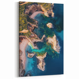 Cliffs Canvas Art - Aerial Coastal Cliffs and Turquoise Waters Wall Art