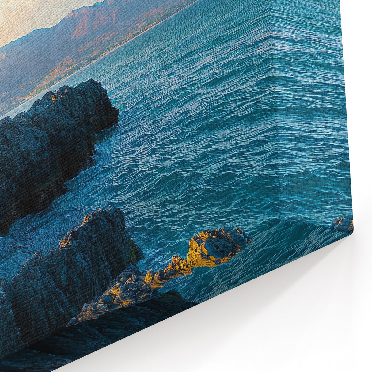 Cliffs Framed Print - Ocean View Pavilion and Sunset Landscape Wall Art