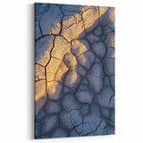 Cliffs Acrylic Glass Art - Cracked Earth and Sunset Shadows Wall Art