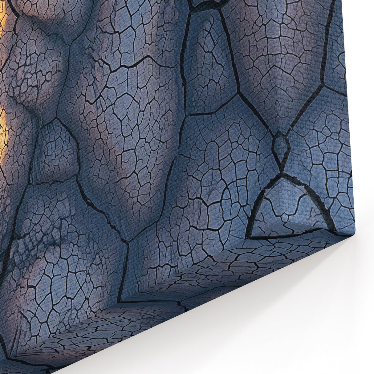 Cliffs Acrylic Glass Art - Cracked Earth and Sunset Shadows Wall Art