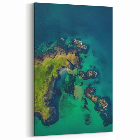 Cliffs Wall Art - Aerial Emerald Coastline and Ocean Waterscape Print