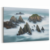 Cliffs Framed Print - Misty Coastal Rocks and Ocean Serenity Wall Art