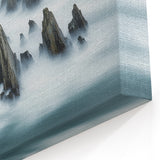 Cliffs Framed Print - Misty Coastal Rocks and Ocean Serenity Wall Art