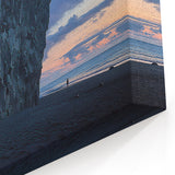 Cliffs Framed Print - Twilight Beach and Basalt Rock Formation Art