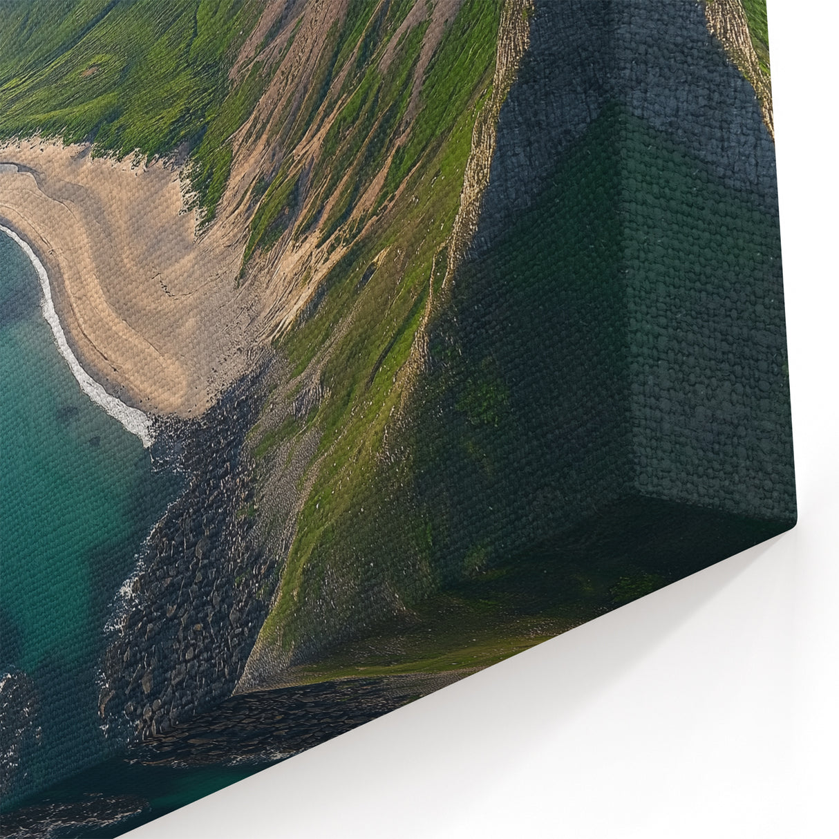 Landscape Art Cliffs - Coastal Beach and Verdant Cliffs Wall Decor