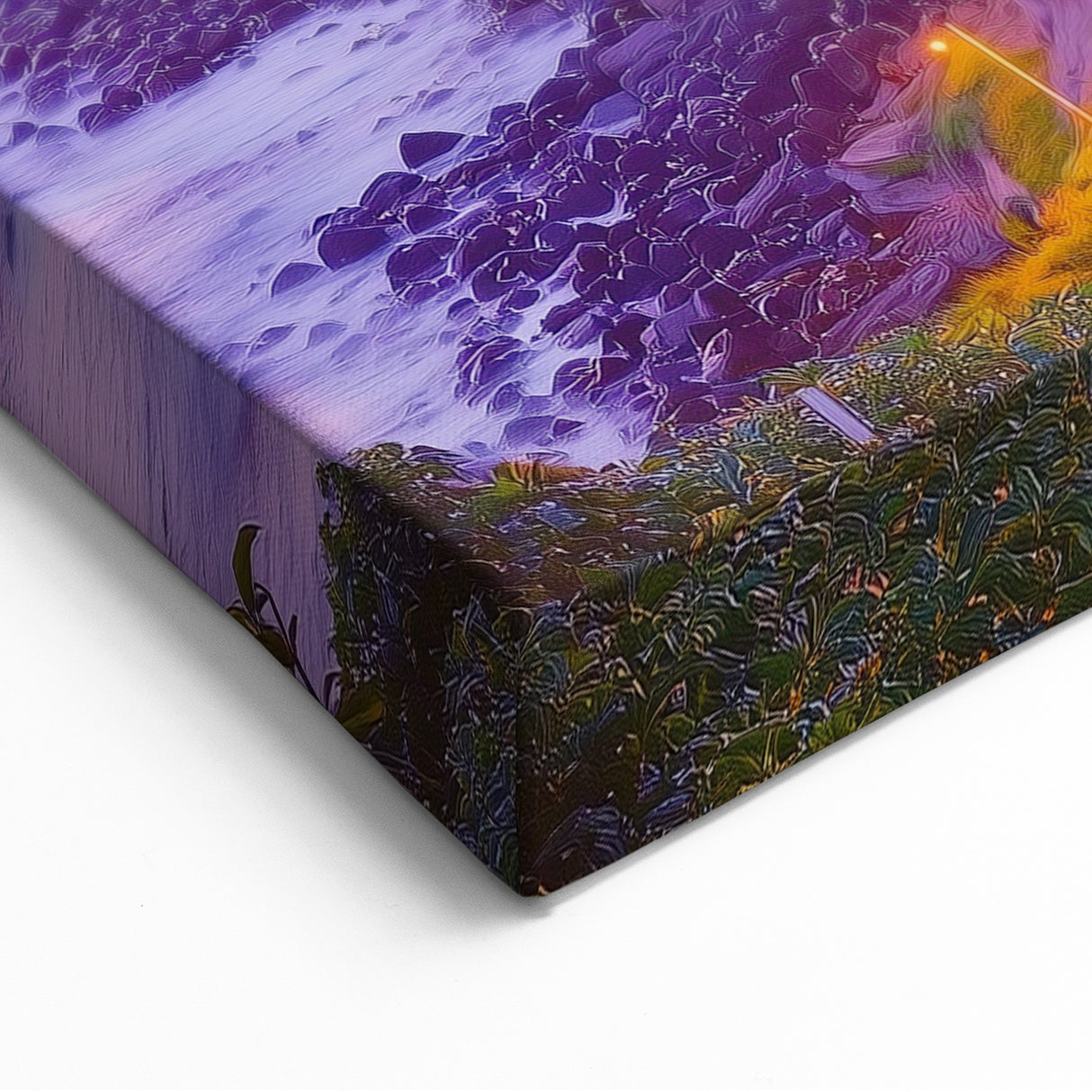 Scenic Cliffs Artwork - Sunset Coastal City and Illuminated Roads Art