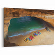 Cliffs Acrylic Glass Art - Coastal Cave Beach with Vibrant Kayaks