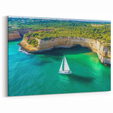 Cliffs Canvas Art – Sailboat by Emerald Waters Coastal Wall Decor
