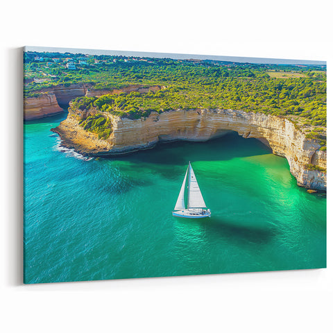 Cliffs Canvas Art – Sailboat by Emerald Waters Coastal Wall Decor