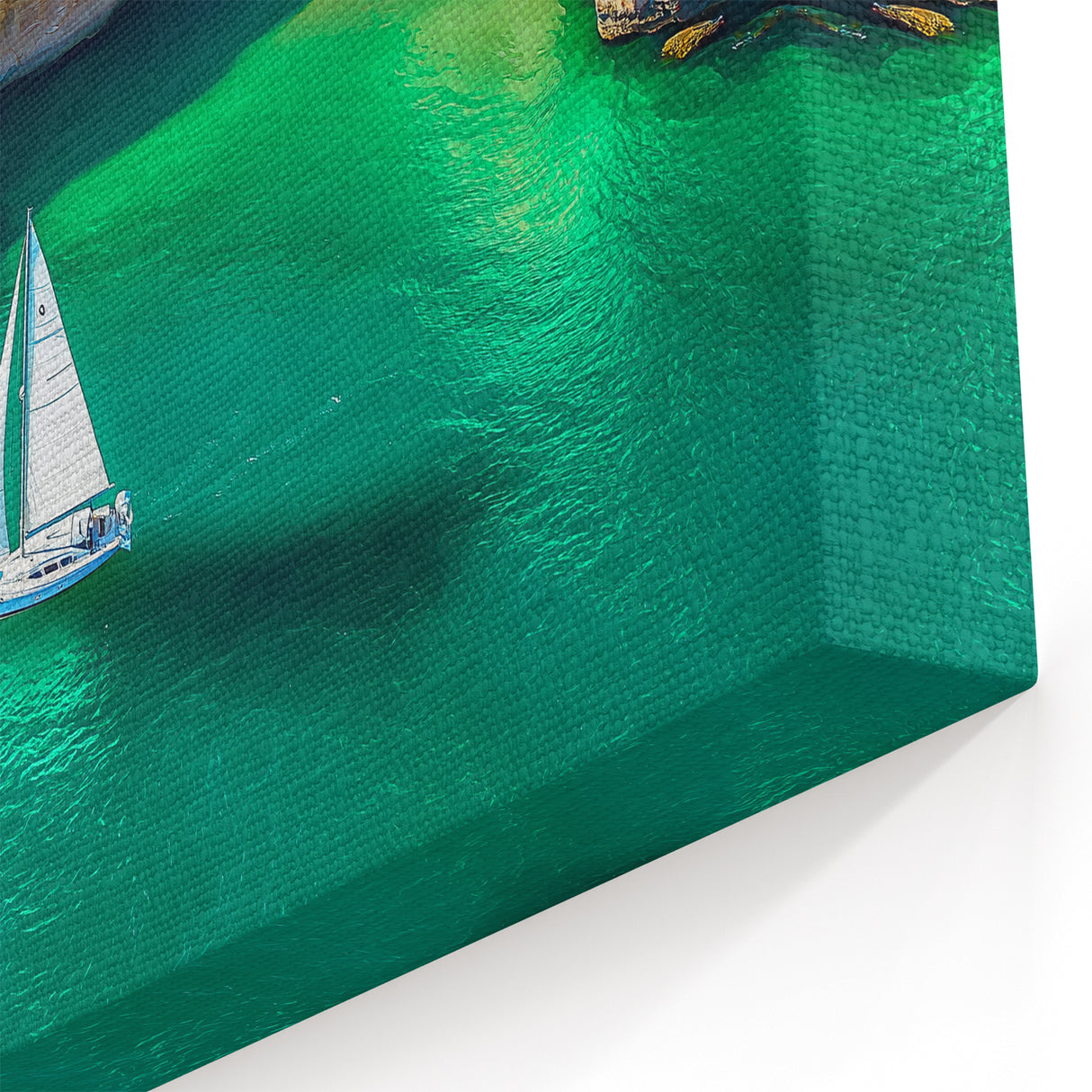 Cliffs Canvas Art – Sailboat by Emerald Waters Coastal Wall Decor