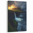 Cliffs Framed Print – Waterfall Sunset Scenic Coastal Landscape Art