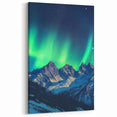 Cliffs Canvas Art – Northern Lights Over Snowy Mountain Peaks