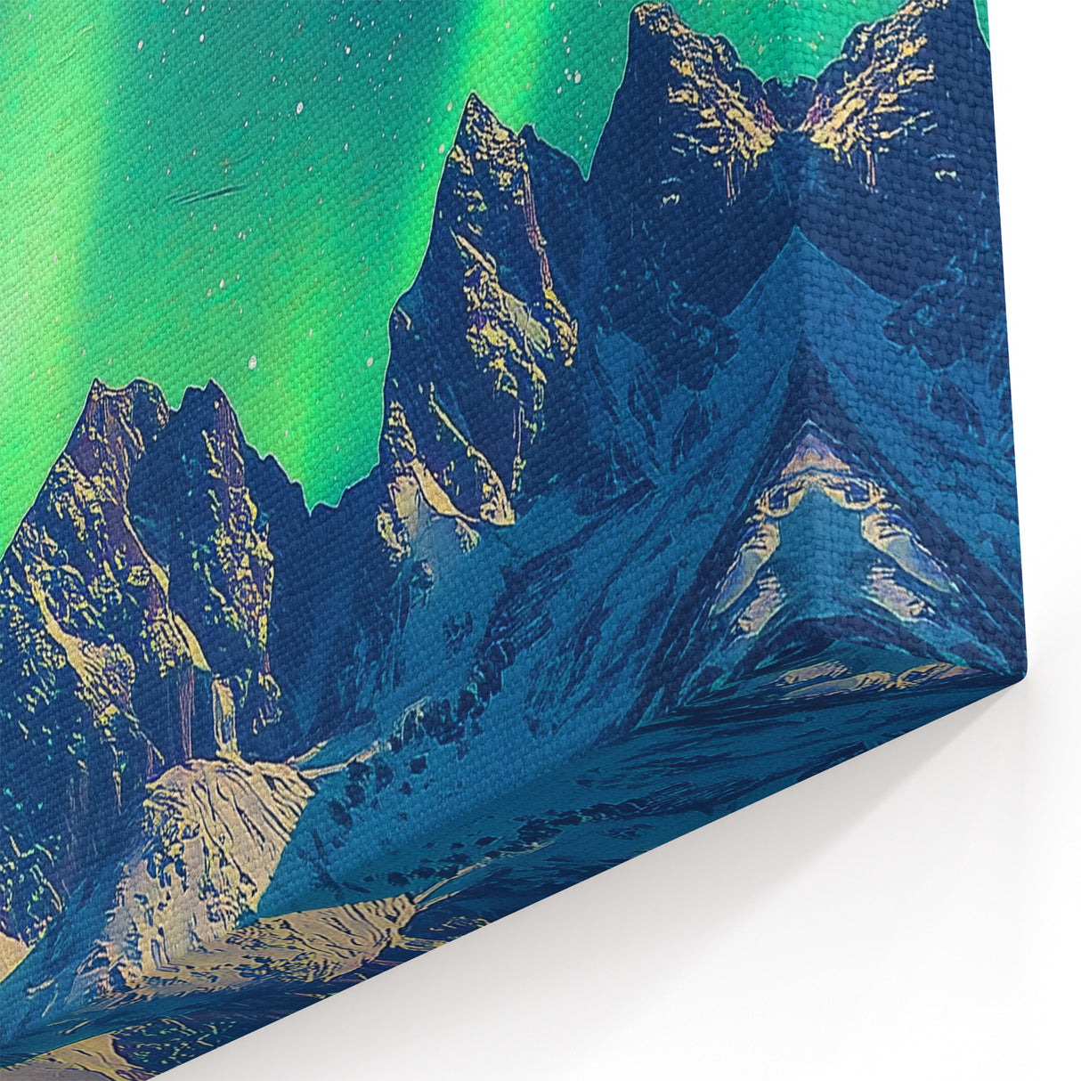 Cliffs Canvas Art – Northern Lights Over Snowy Mountain Peaks