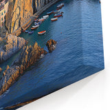Scenic Cliffs Artwork – Vibrant Coastal Village with Rocky Shores