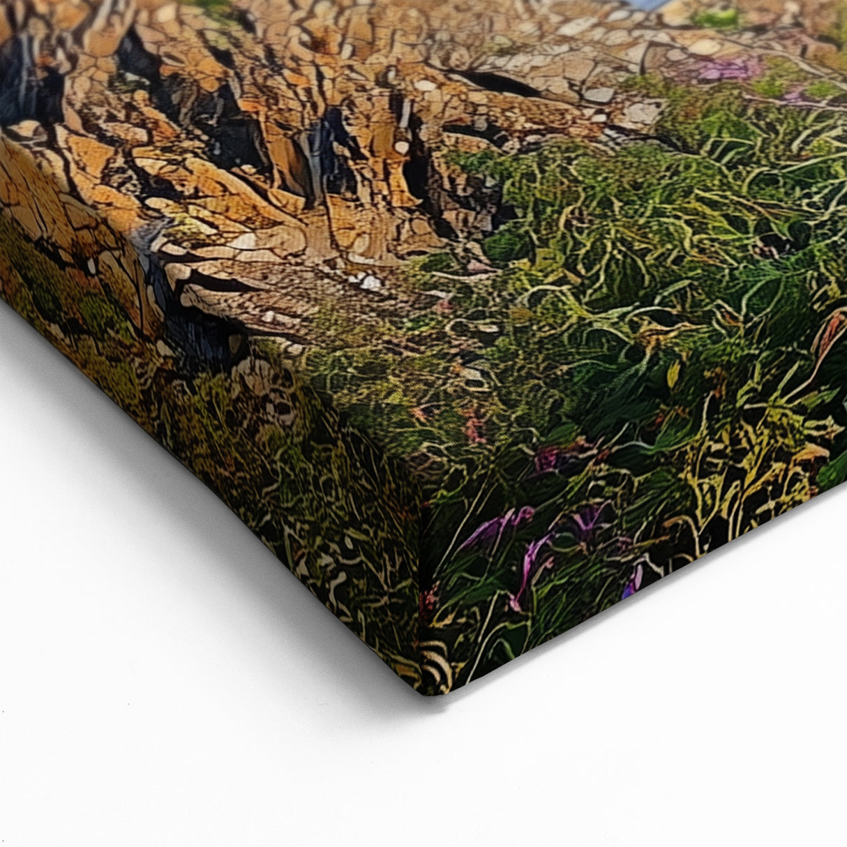 Scenic Cliffs Artwork – Vibrant Coastal Village with Rocky Shores