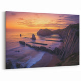 Cliffs Wall Art – Sunset Over Dramatic Coastal Rocks and Ocean Waves