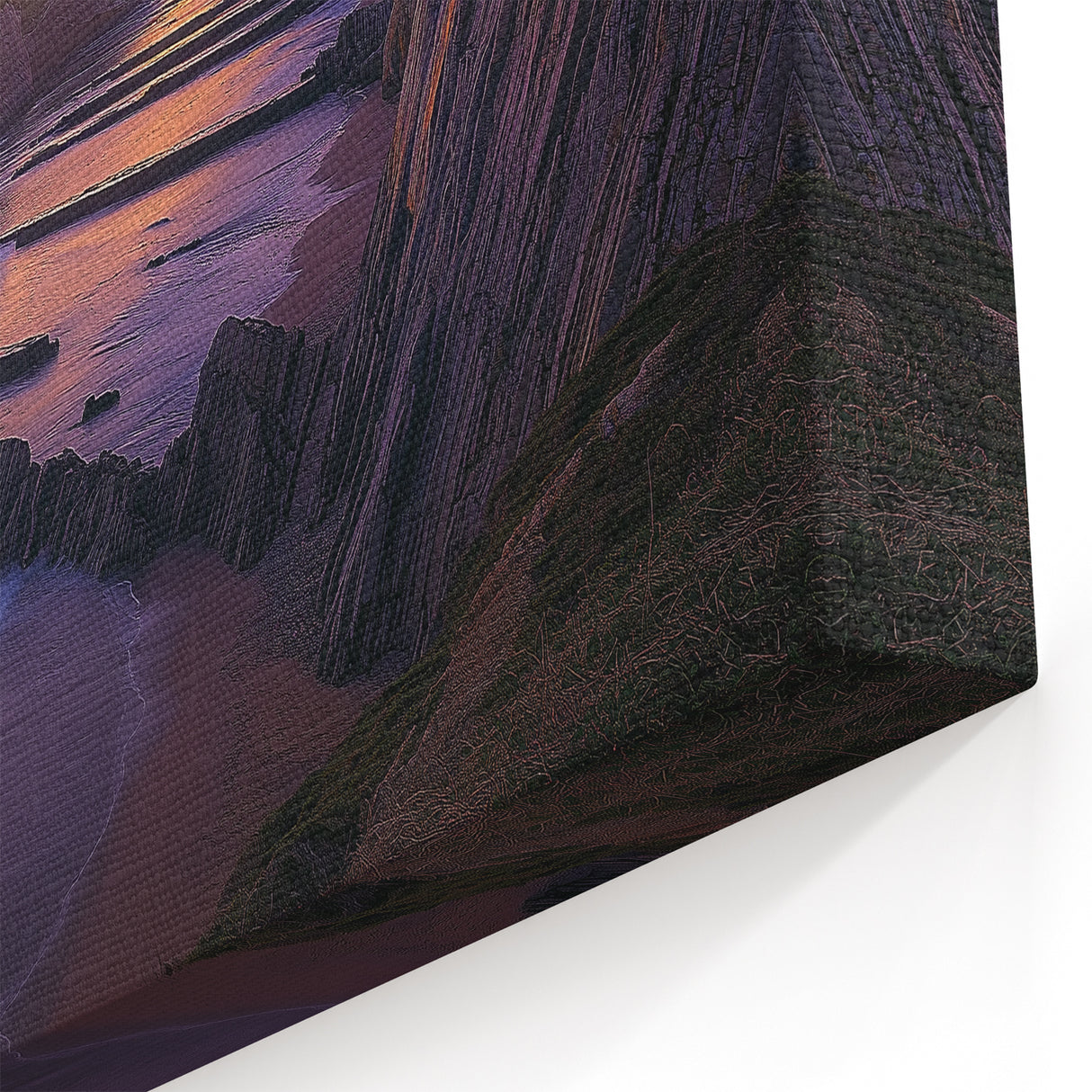 Cliffs Wall Art – Sunset Over Dramatic Coastal Rocks and Ocean Waves