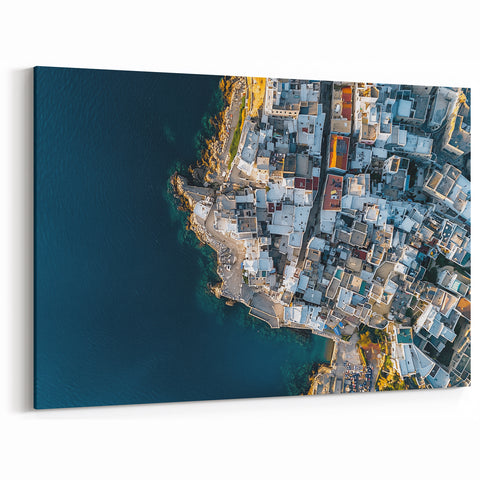 Cliffs Wall Art – Aerial View of Coastal Town by the Blue Ocean